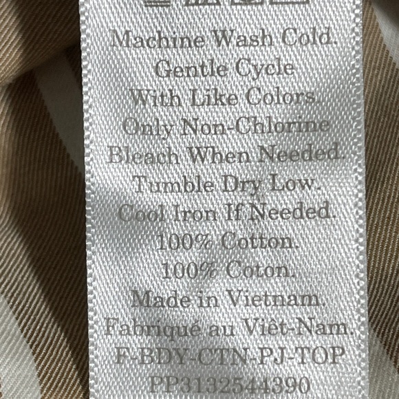 Everlane Woven Cotton Striped PJ Stripe Top Brown/White S NWT - Picture 10 of 10